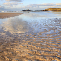 Buy canvas prints of Sand Ripples and Reflections (Godrevy) by Andrew Ray