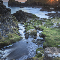 Buy canvas prints of Setting Sun at Kynance Cove by Andrew Ray