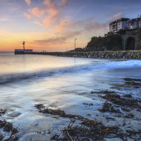 Buy canvas prints of East Looe Beach at Sunrise by Andrew Ray