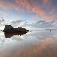Buy canvas prints of Sunset Reflections (Perranporth) by Andrew Ray