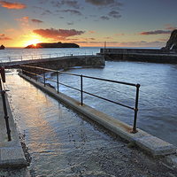 Buy canvas prints of Mullion Cove at Sunset by Andrew Ray