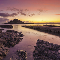 Buy canvas prints of The Slipway at Sunset (St Michael's Mount) by Andrew Ray