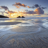 Buy canvas prints of Sunset at Low Tide (Holywell Bay) by Andrew Ray