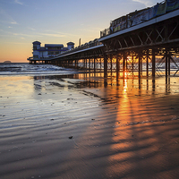 Buy canvas prints of Shafts of Light (Weston Pier)  by Andrew Ray