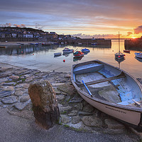 Buy canvas prints of Boats at Sunrise (Mousehole) by Andrew Ray