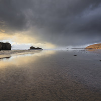 Buy canvas prints of Storm Clouds over Perranporth Beach by Andrew Ray