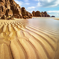 Buy canvas prints of Sand Pand Patterns at Pedn Vounder by Andrew Ray