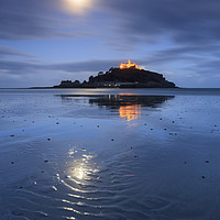 Buy canvas prints of Moonlight Reflections (Marazion Beach) by Andrew Ray