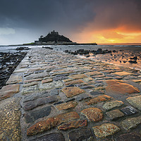 Buy canvas prints of Stormy Sunset (St Michael's Mount)  by Andrew Ray