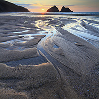 Buy canvas prints of Beach Patterns (Holywell Bay by Andrew Ray
