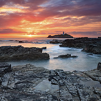 Buy canvas prints of Setting Sun at Godrevy by Andrew Ray