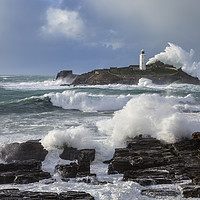 Buy canvas prints of Stormy Evening at Godrevy by Andrew Ray