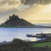 Buy canvas prints of Shafts of light  (St Michael's Mount). by Andrew Ray
