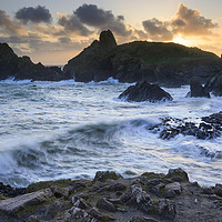 Buy canvas prints of The Setting Sun at Kynance Cove by Andrew Ray