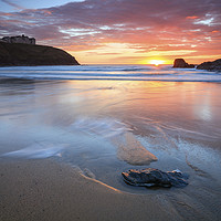 Buy canvas prints of Sunset and reflections (Poldhu Cove) by Andrew Ray