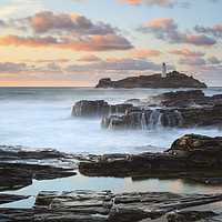 Buy canvas prints of Godrevy Lighthouse at sunset by Andrew Ray