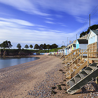 Buy canvas prints of Beach huts at Corbyn Head Beach (Torquay) by Andrew Ray
