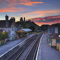Buy canvas prints of Sunset over Corfe Railway Station by Andrew Ray by Andrew Ray