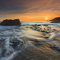 Buy canvas prints of Dollar Cove at Sunset (Gunwalloe). by Andrew Ray