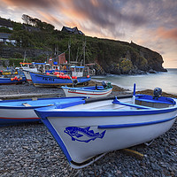 Buy canvas prints of Boats at Sunrise (Cadgwith) by Andrew Ray