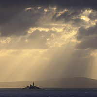 Buy canvas prints of Light Shafts over Godrevy Lighthouse by Andrew Ray