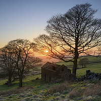 Buy canvas prints of Roach End Barn at sunset by Andrew Ray