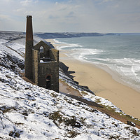 Buy canvas prints of Snow above Wheal Coates by Andrew Ray