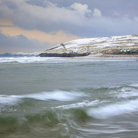 Buy canvas prints of Breaking wave in winter (Perranporth) by Andrew Ray