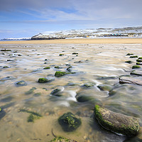 Buy canvas prints of Stepping stones in winter (Perranporth) by Andrew Ray