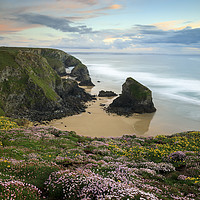 Buy canvas prints of Sunset over the Bedruthan Steps by Andrew Ray