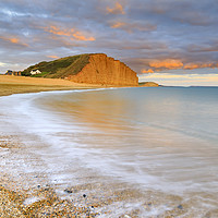 Buy canvas prints of East cliff at sunset (West Bay) by Andrew Ray