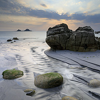 Buy canvas prints of Towards the setting sun (Porth Nanven) by Andrew Ray