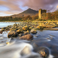 Buy canvas prints of Evening light on Moy Castle (Loch Buie) by Andrew Ray