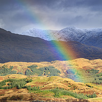 Buy canvas prints of Rainbow over  Loch Tromlee by Andrew Ray