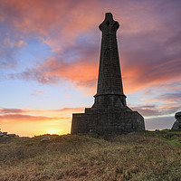Buy canvas prints of Bassett Monument at sunrise (Carn Brea) by Andrew Ray