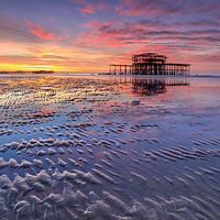 Buy canvas prints of Brighton Beach at sunrise by Andrew Ray