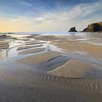 Buy canvas prints of Stream on Porthcothan Beach by Andrew Ray
