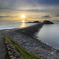 Buy canvas prints of Sunbow over Bude Breakwater. by Andrew Ray