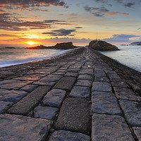 Buy canvas prints of Setting sun at Bude Breakwater by Andrew Ray