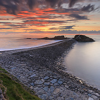 Buy canvas prints of Sunset over Bude Breakwater by Andrew Ray