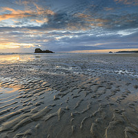 Buy canvas prints of Sand ripples at sunset (Perranporth) by Andrew Ray