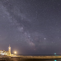 Buy canvas prints of Milky way over Porthleven Pier by Andrew Ray