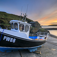 Buy canvas prints of Boats at sunset (Mullion Cove) by Andrew Ray