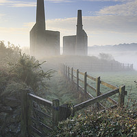Buy canvas prints of Mist at Wheal Unity Wood Engine Houses by Andrew Ray