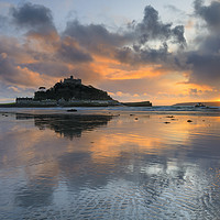 Buy canvas prints of Sunset reflections (St Michael's Mount) by Andrew Ray