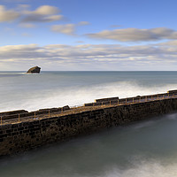 Buy canvas prints of Clouds over Portreath Pier and Gull Rock by Andrew Ray