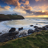 Buy canvas prints of Setting Sun at Poldhu Cove by Andrew Ray