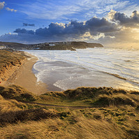 Buy canvas prints of Setting Sun (Perranporth) by Andrew Ray