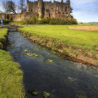 Buy canvas prints of River at Laugharne Castle by Andrew Ray