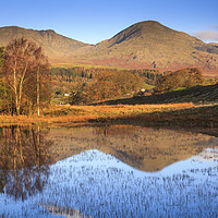 Buy canvas prints of Reflections in Kelly Hall Tarn by Andrew Ray